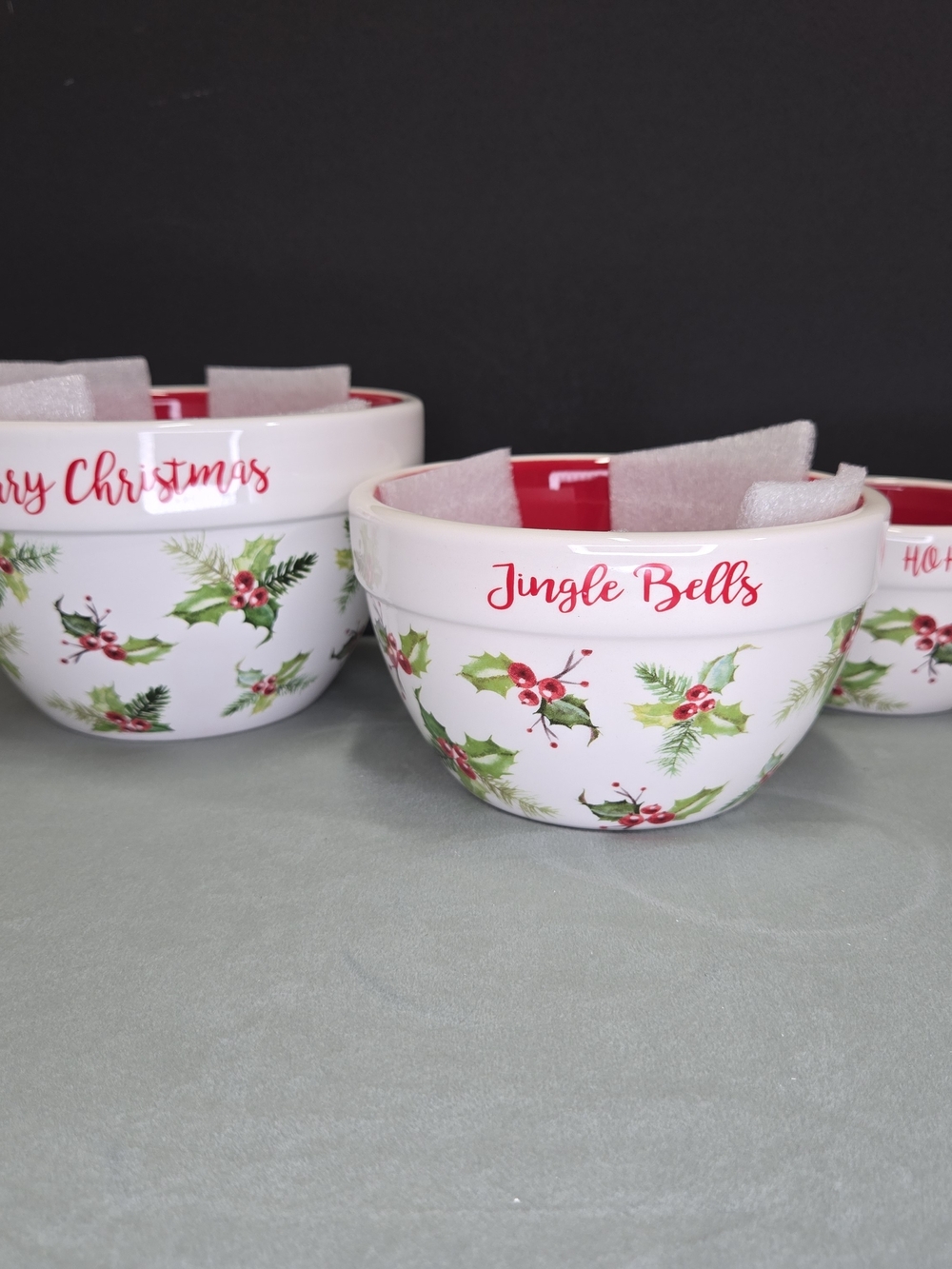 Grace Pantry nesting Christmas mixing bowls set of 3 holly serving bowls